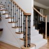 6010 Handrail, Custom Newels, Hollow Plain Iron Balusters w/Adjustable Knuckels