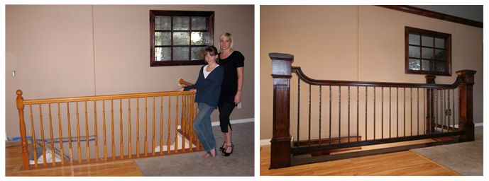 Before and After: Wood to Wrought Iron Balustrade