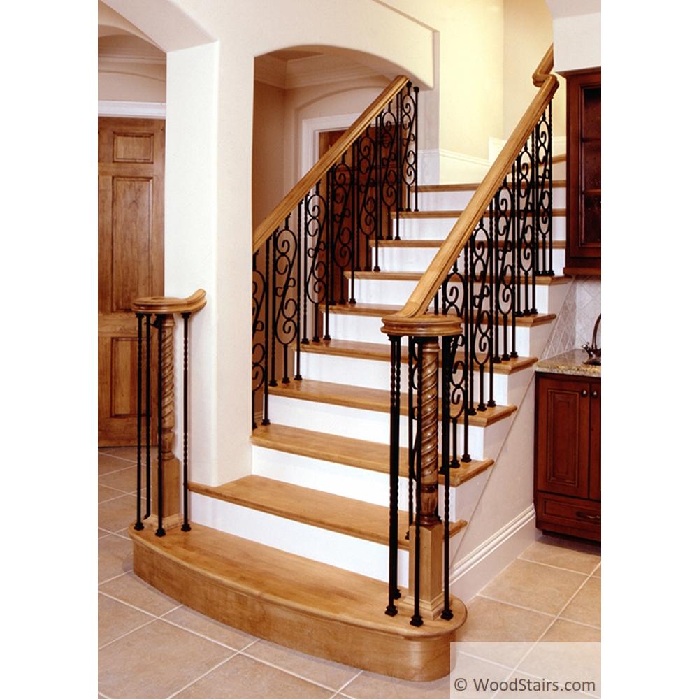 LI-30144 Large Scroll Baluster Wood Stair Wrought Iron ...